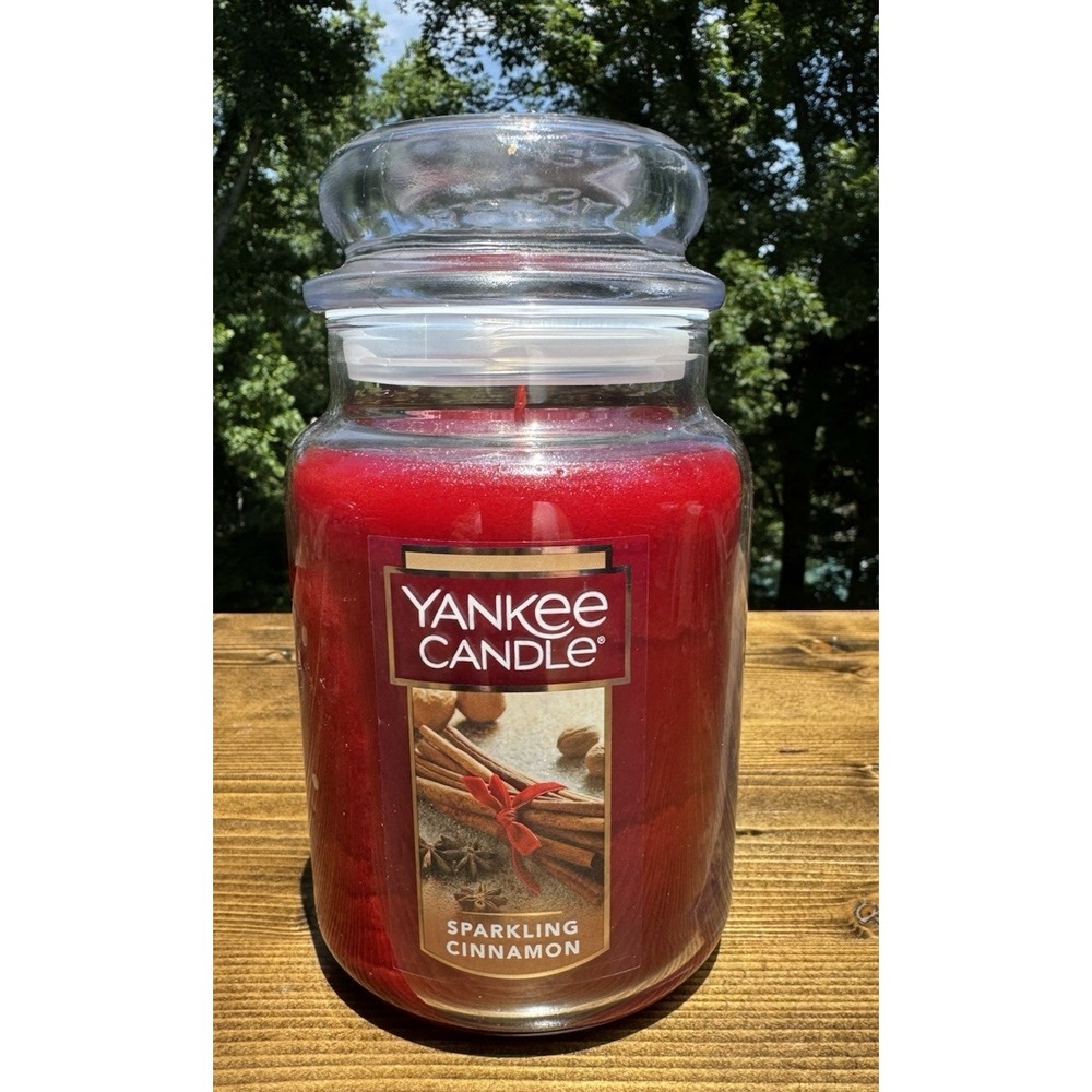Yankee Candle Sparkling Cinnamon Large 22 Oz‎ Jar Candle Unused Glass Lid